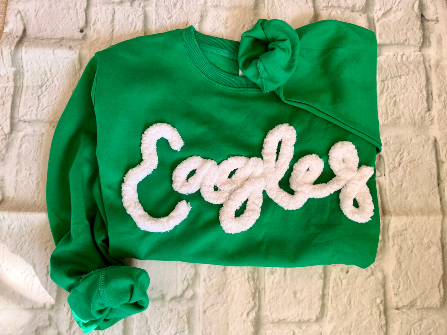 “Eagles” Chenille Embroidered Crewneck Pullover