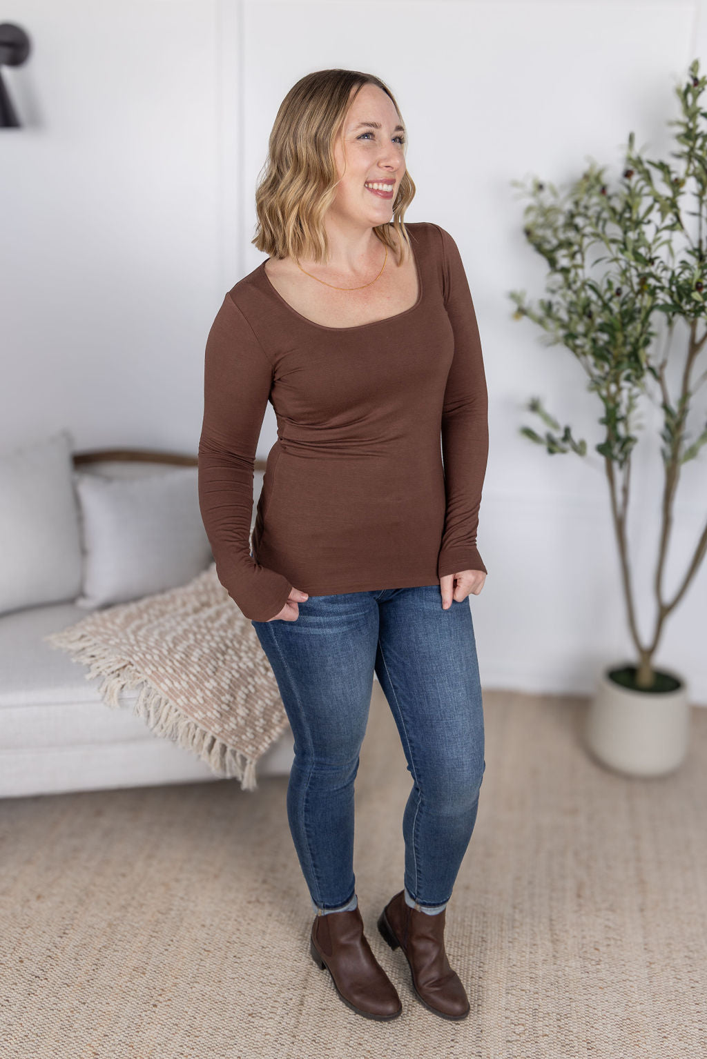 IN STOCK Alyssa Long Sleeve Top - Brown