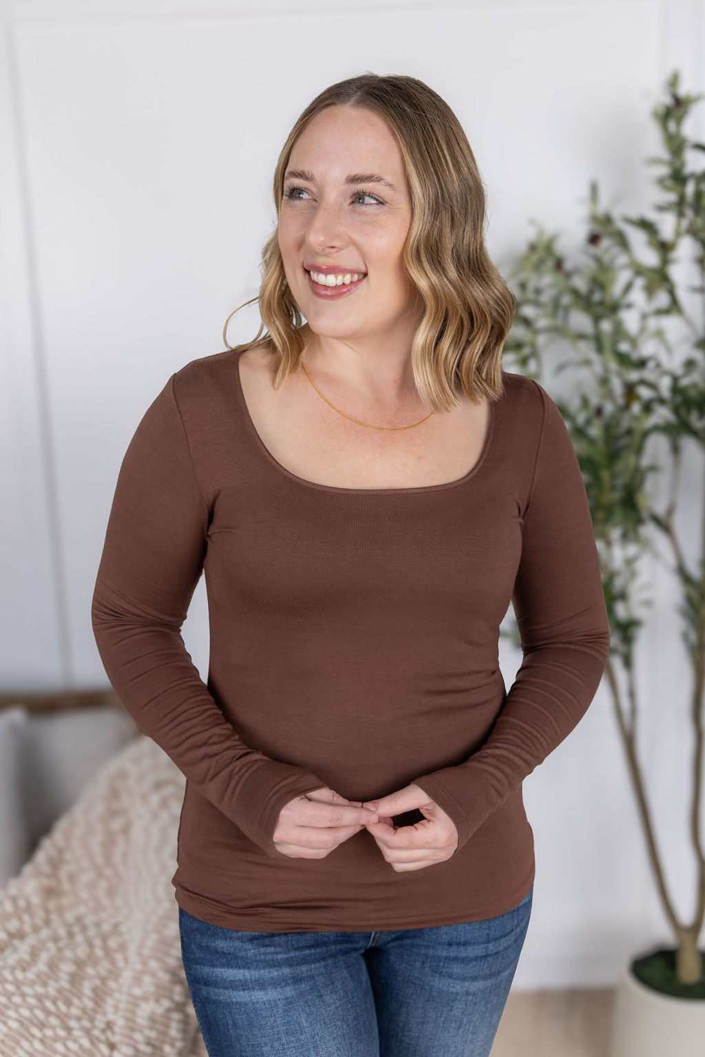IN STOCK Alyssa Long Sleeve Top - Brown