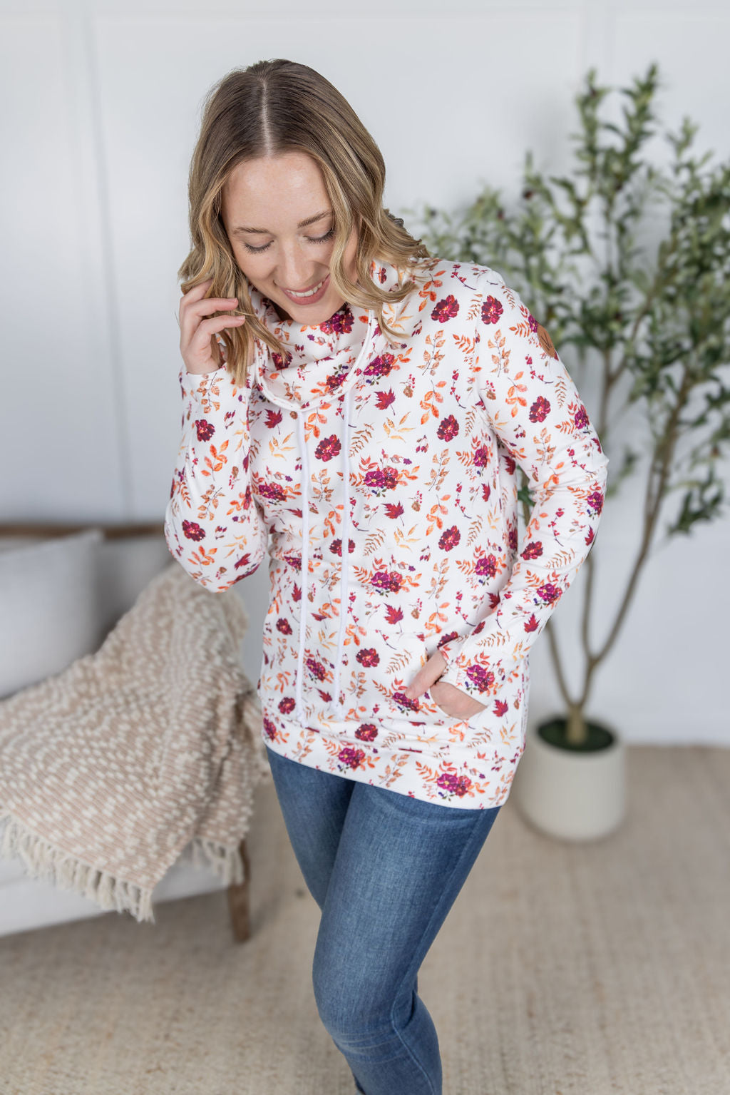 IN STOCK Soft Funnel Neck - Autumn Floral