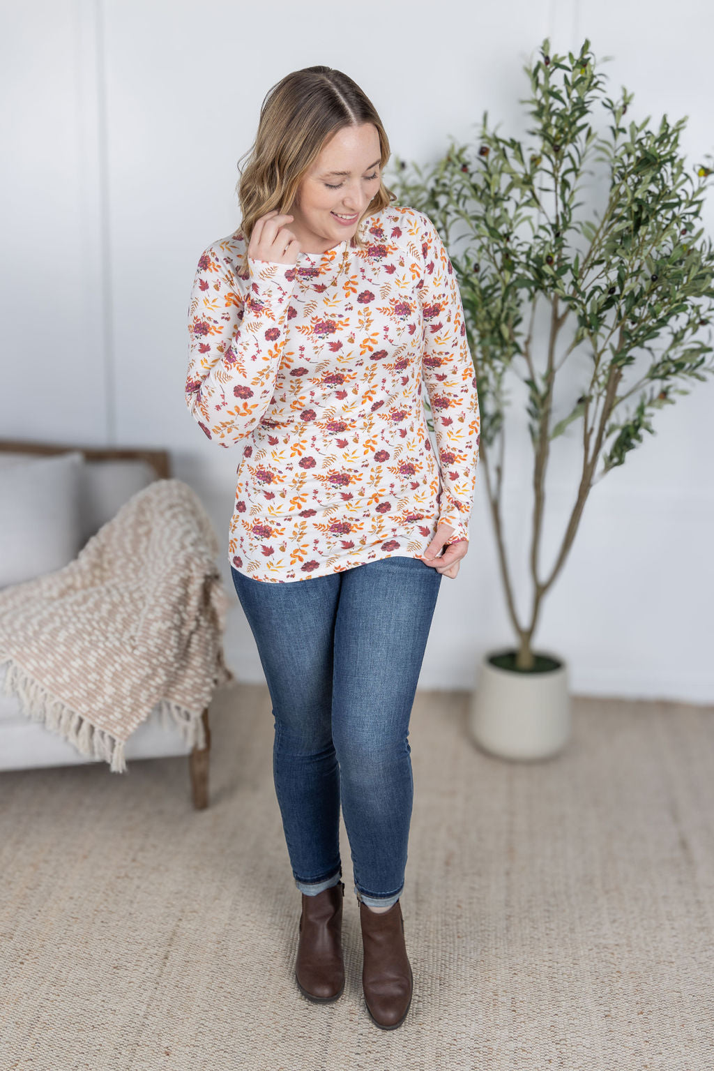 IN STOCK Blair Long Sleeve Top - Autumn Floral