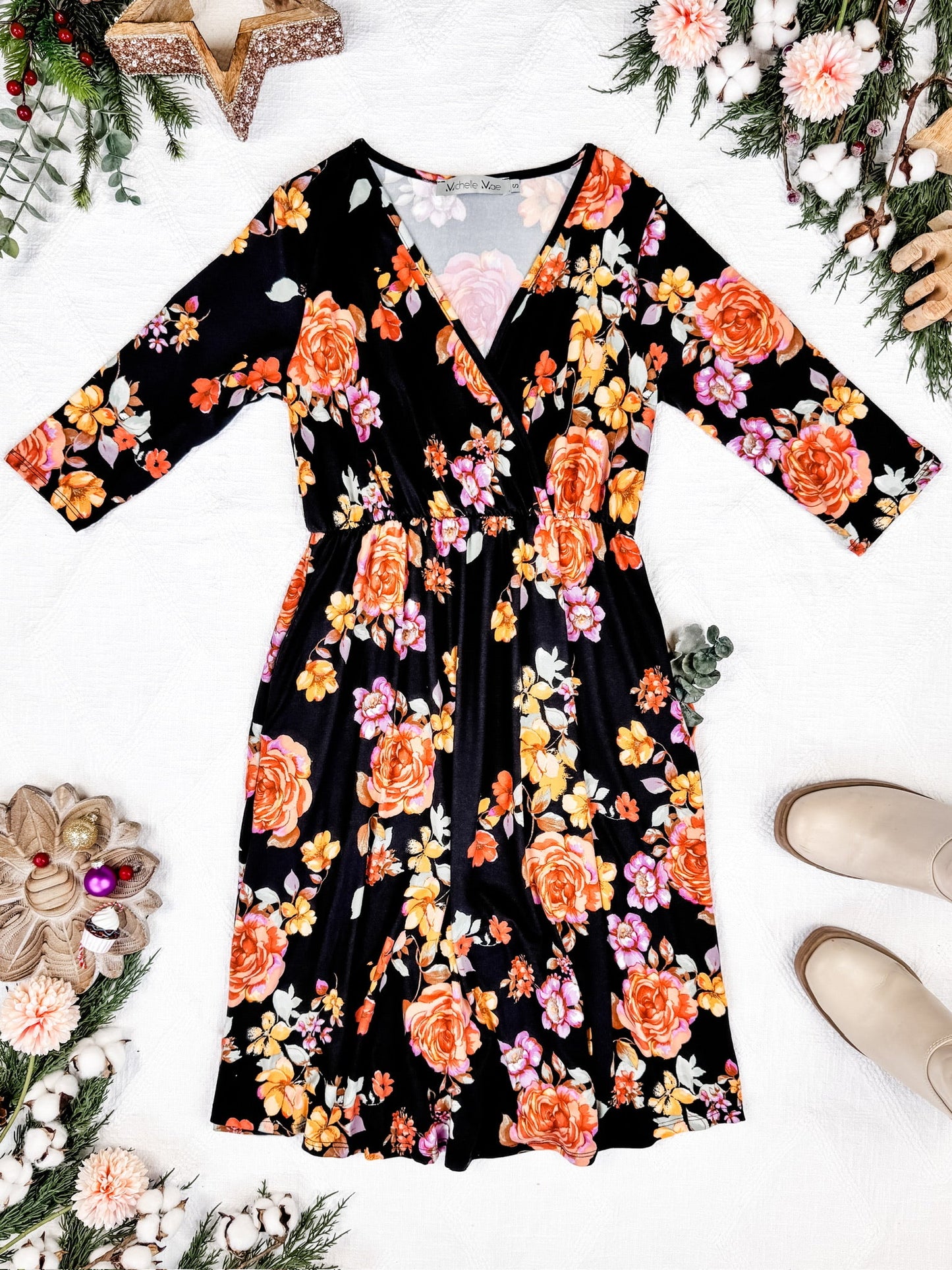 IN STOCK Taylor Dress - Black Fall Floral Mix