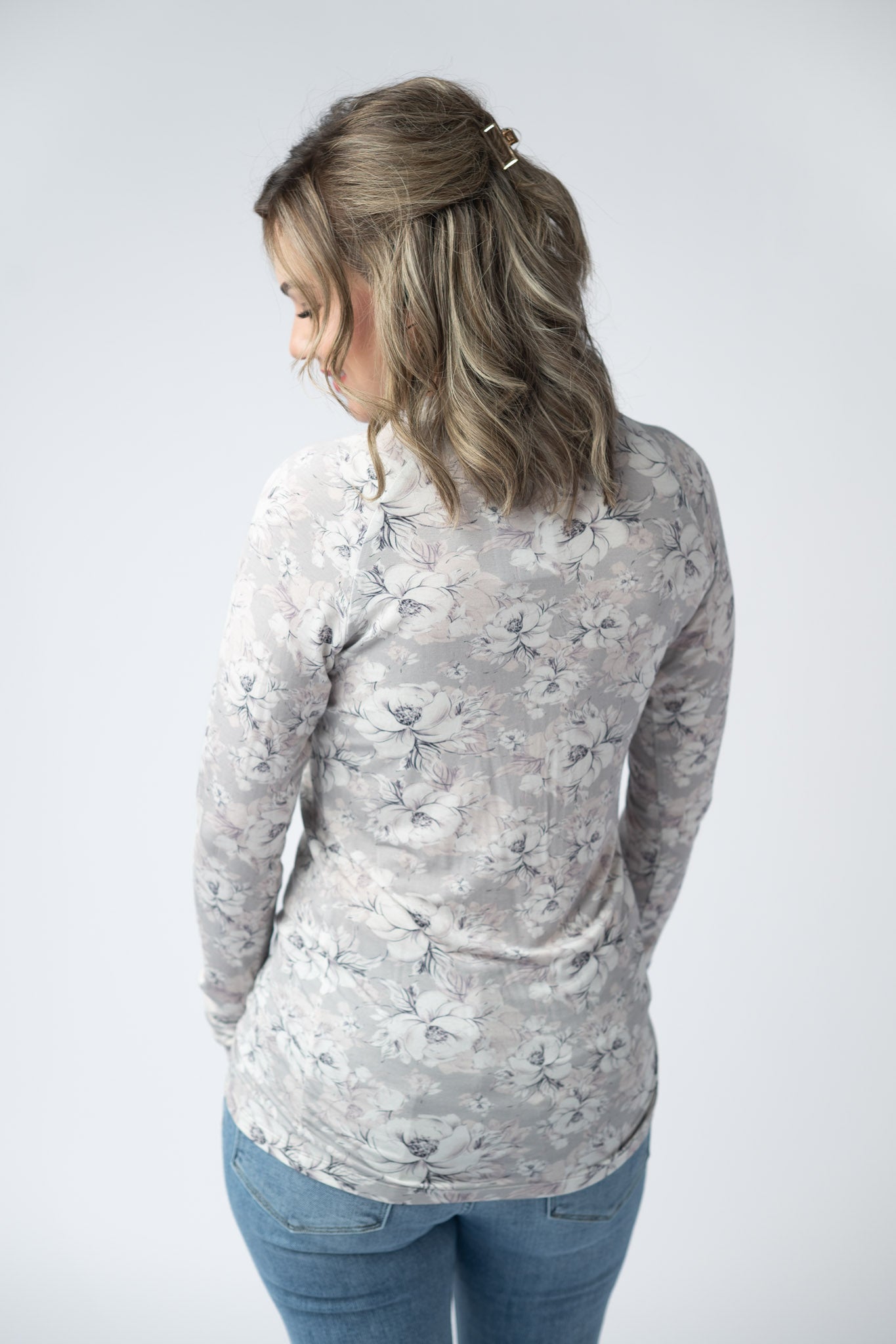 IN STOCK Blair Long Sleeve Top - Vintage Grey Floral