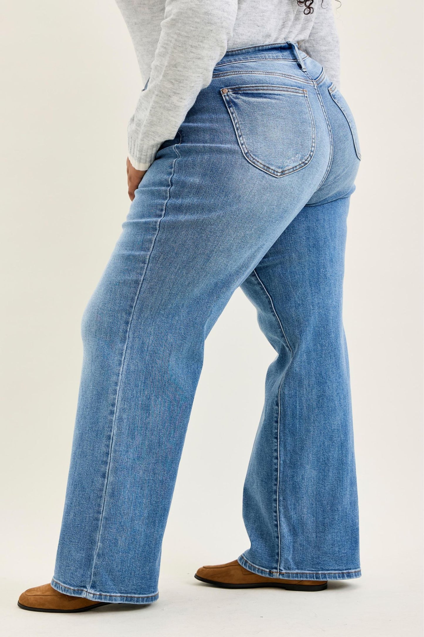 Judy Blue High Waist Vintage Wash Wide Leg Jeans