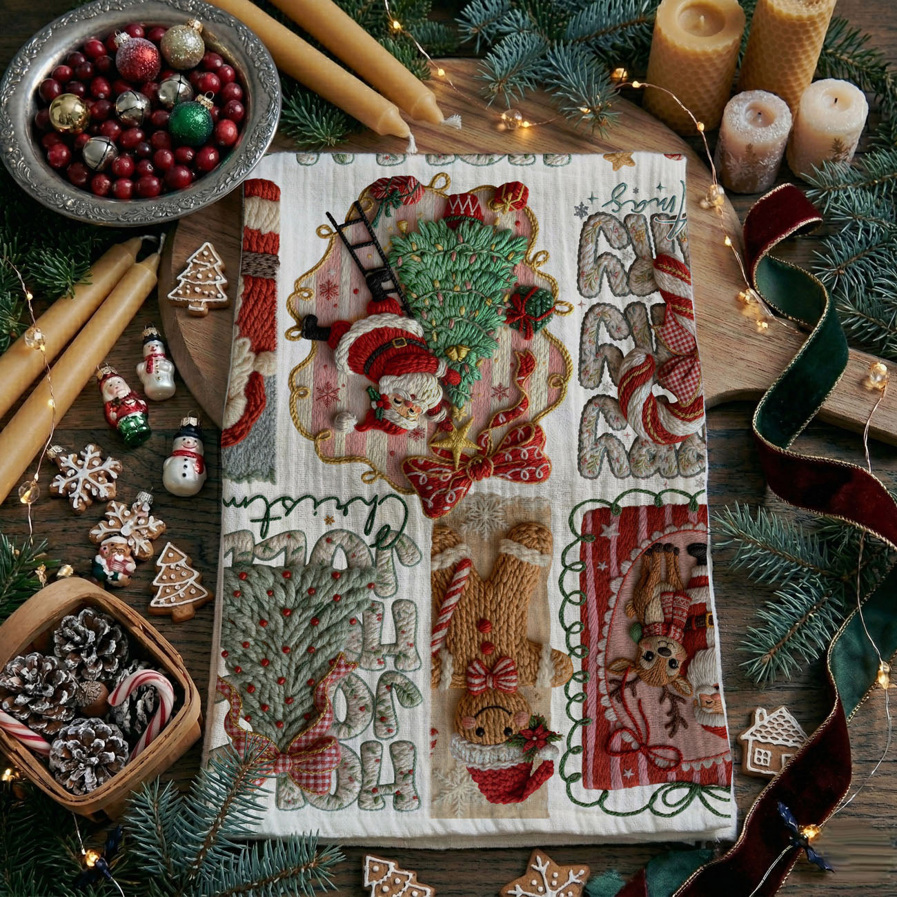 crochet inspired christmas kitchen towel handmade look
knit style christmas kitchen towel cozy holiday decor
handmade style christmas towel crochet aesthetic
stitched crochet look christmas kitchen towel design
craft inspired christmas towel santa gingerbread