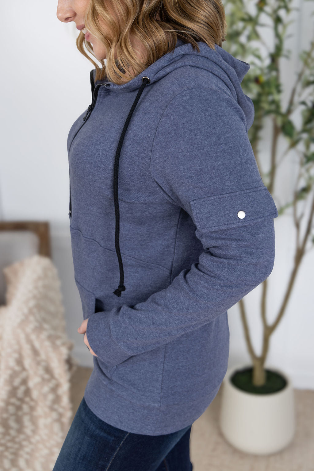 IN STOCK Pixie Pocket Halfzip Hoodie - Heathered Navy