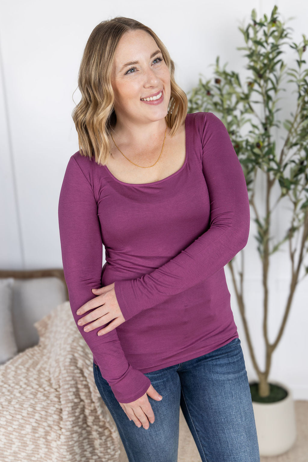 IN STOCK Alyssa Long Sleeve Top - Mulberry