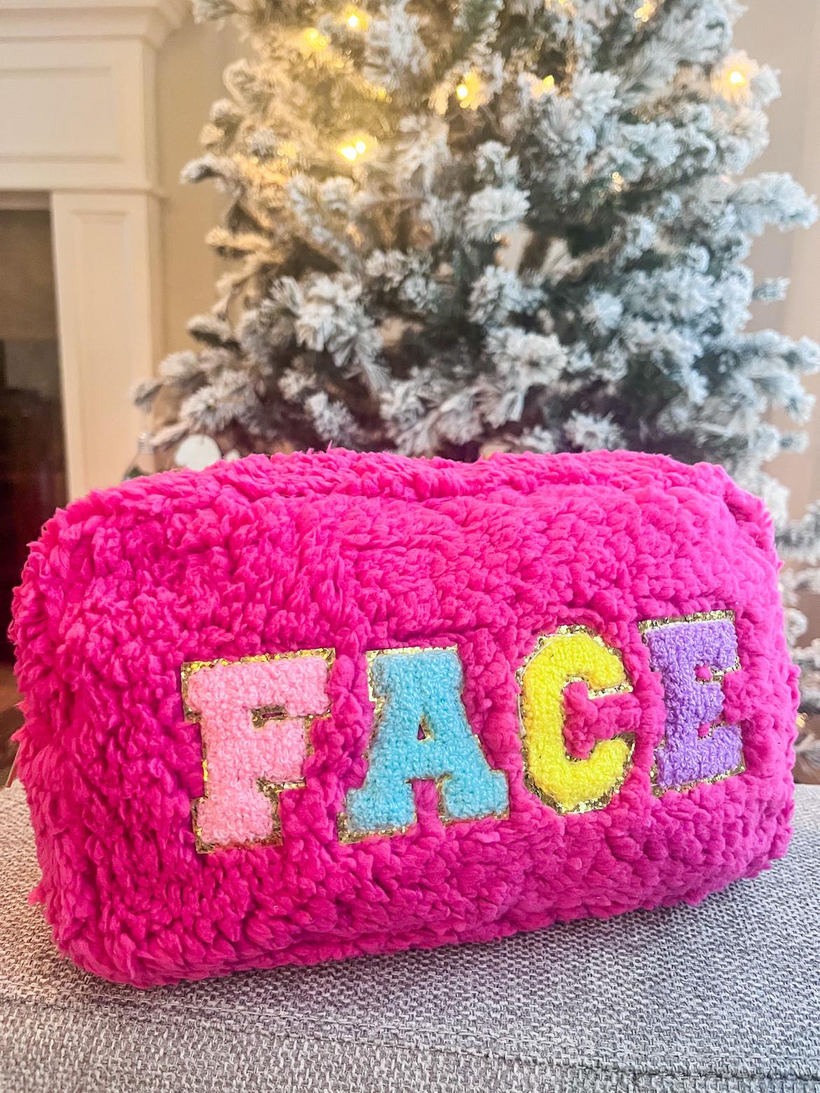 rts: Chenille Letter Cosmetic Bag