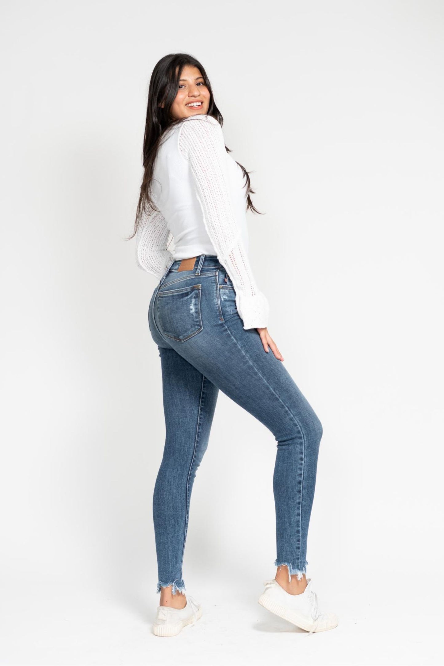 Judy Blue Shark Bite Hem High Waist Skinny Jeans