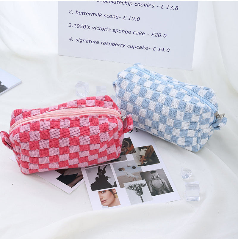 RTS: Knitted Checker Cosmetic Case