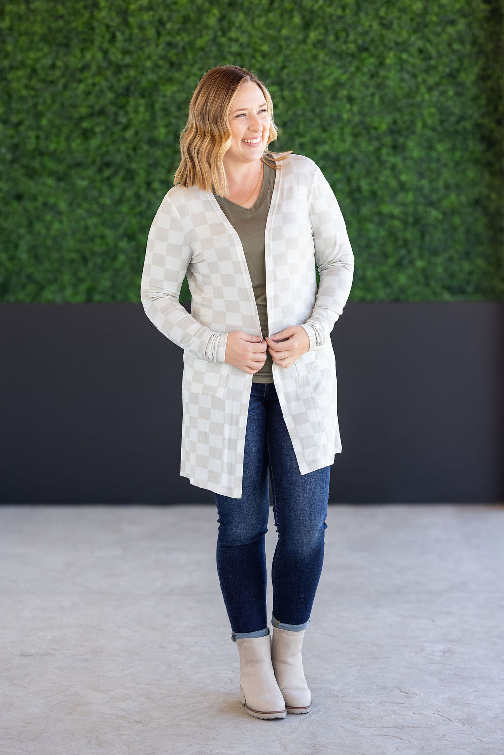 IN STOCK Classic Cardigan - Neutral Checkers