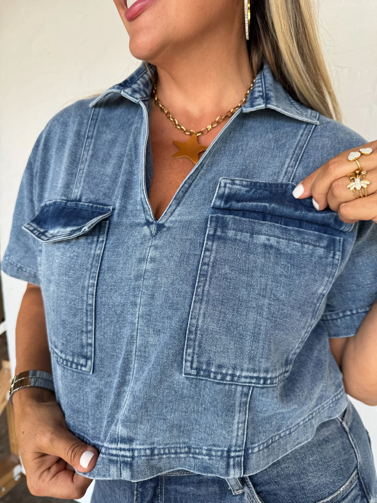PREORDER: ANDI DENIM POCKET TOP