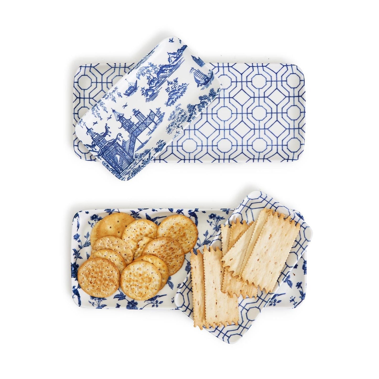 Blue Appetizer Platters, Blue and White Porcelain Dishes