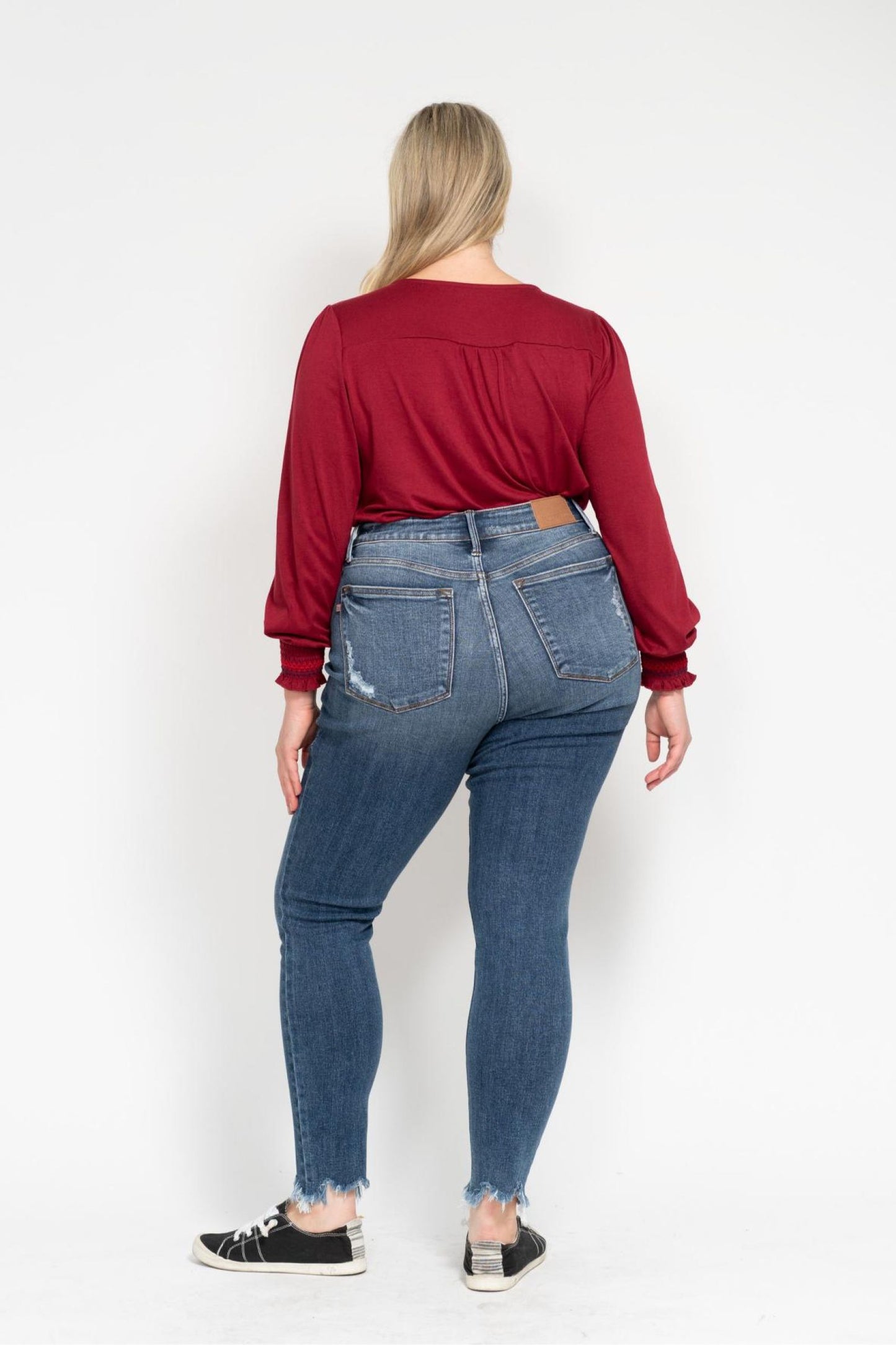 Judy Blue Shark Bite Hem High Waist Skinny Jeans