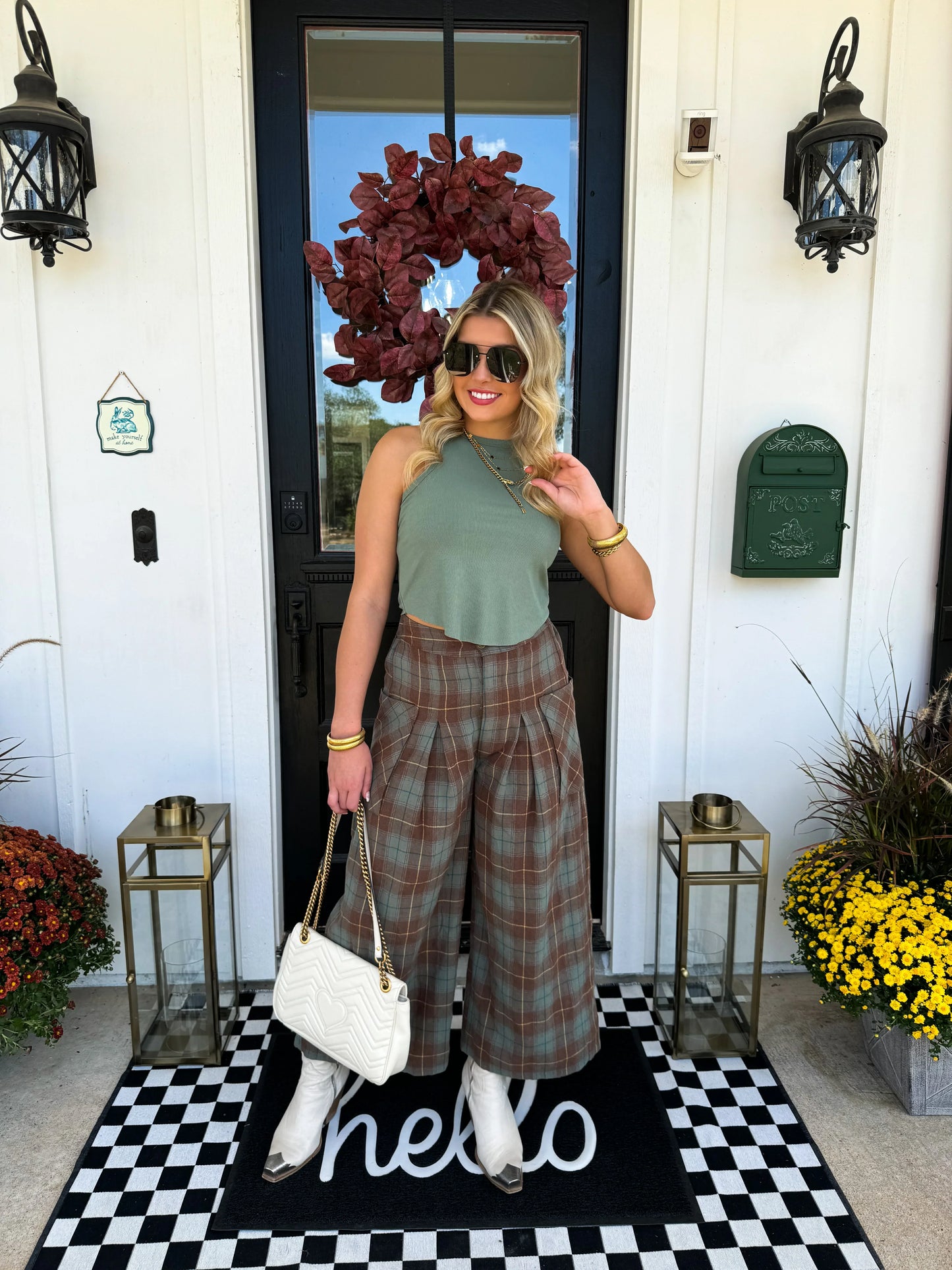 PREORDER: Cayla Crop Plaid Pants in Two Colors