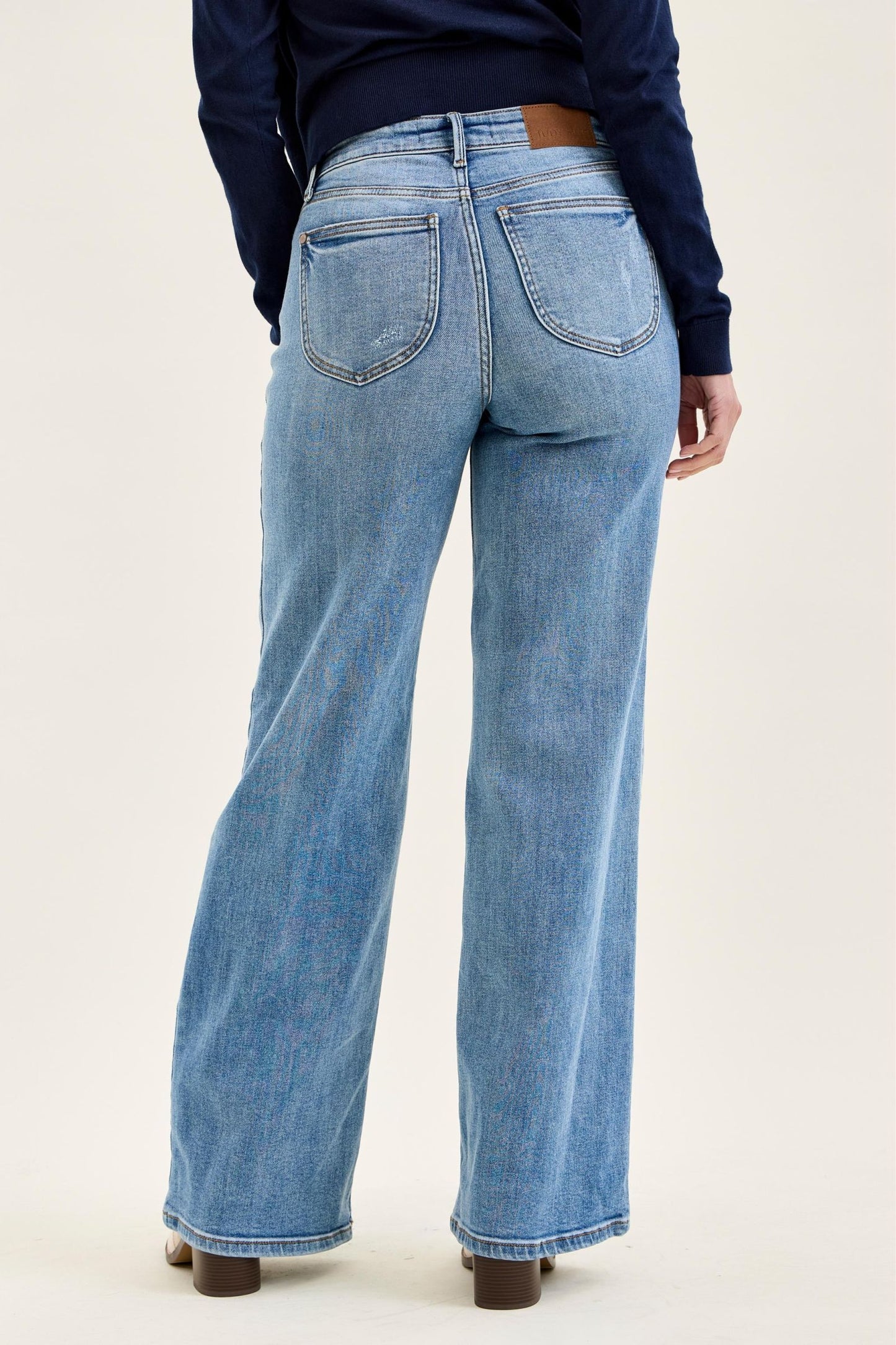 Judy Blue High Waist Vintage Wash Wide Leg Jeans