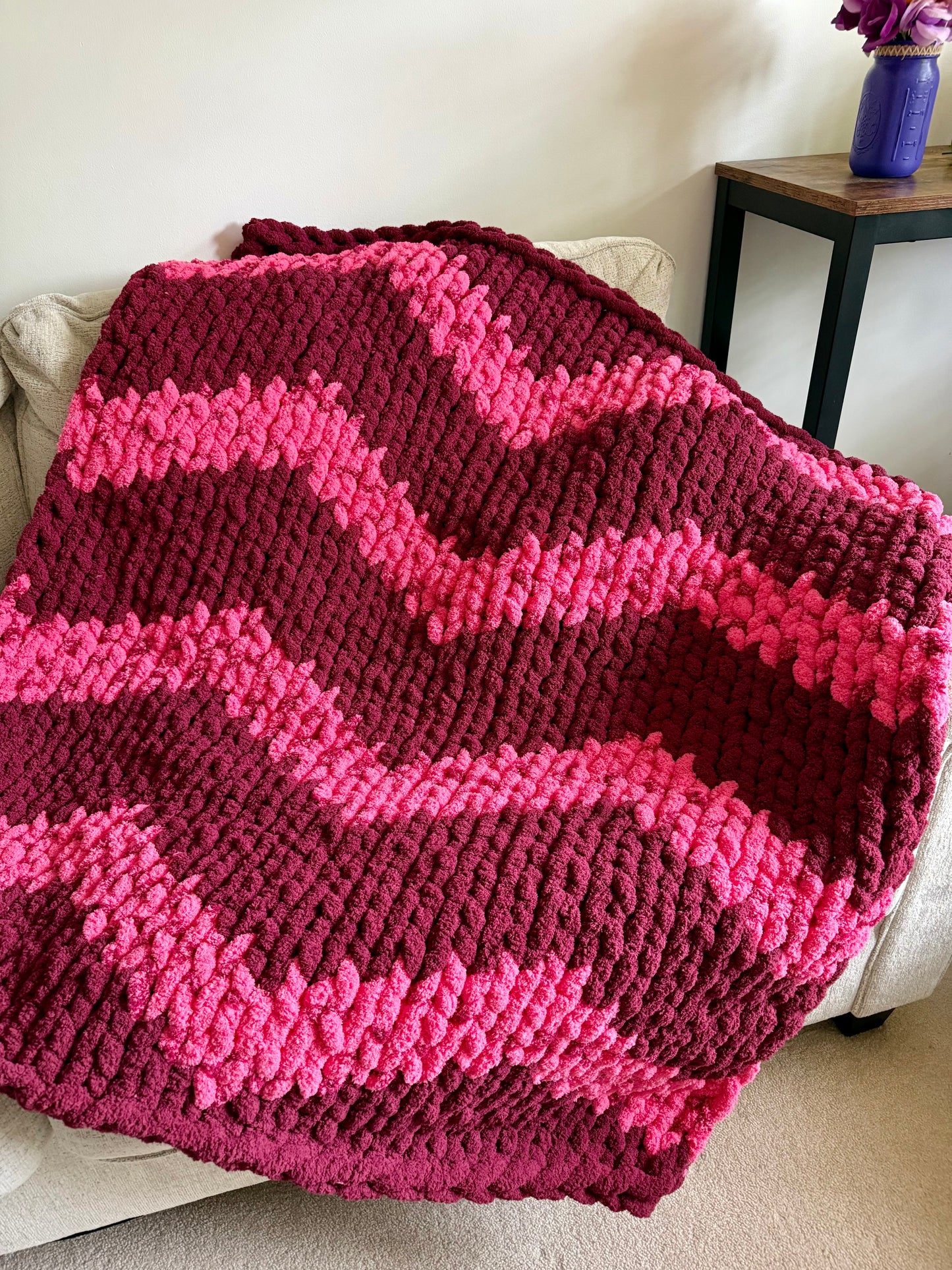 Blushing Waves Blanket 45x48”