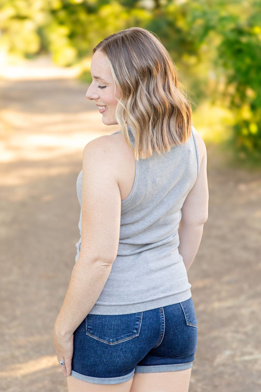 IN STOCK Tara Ribbed Tank - Grey