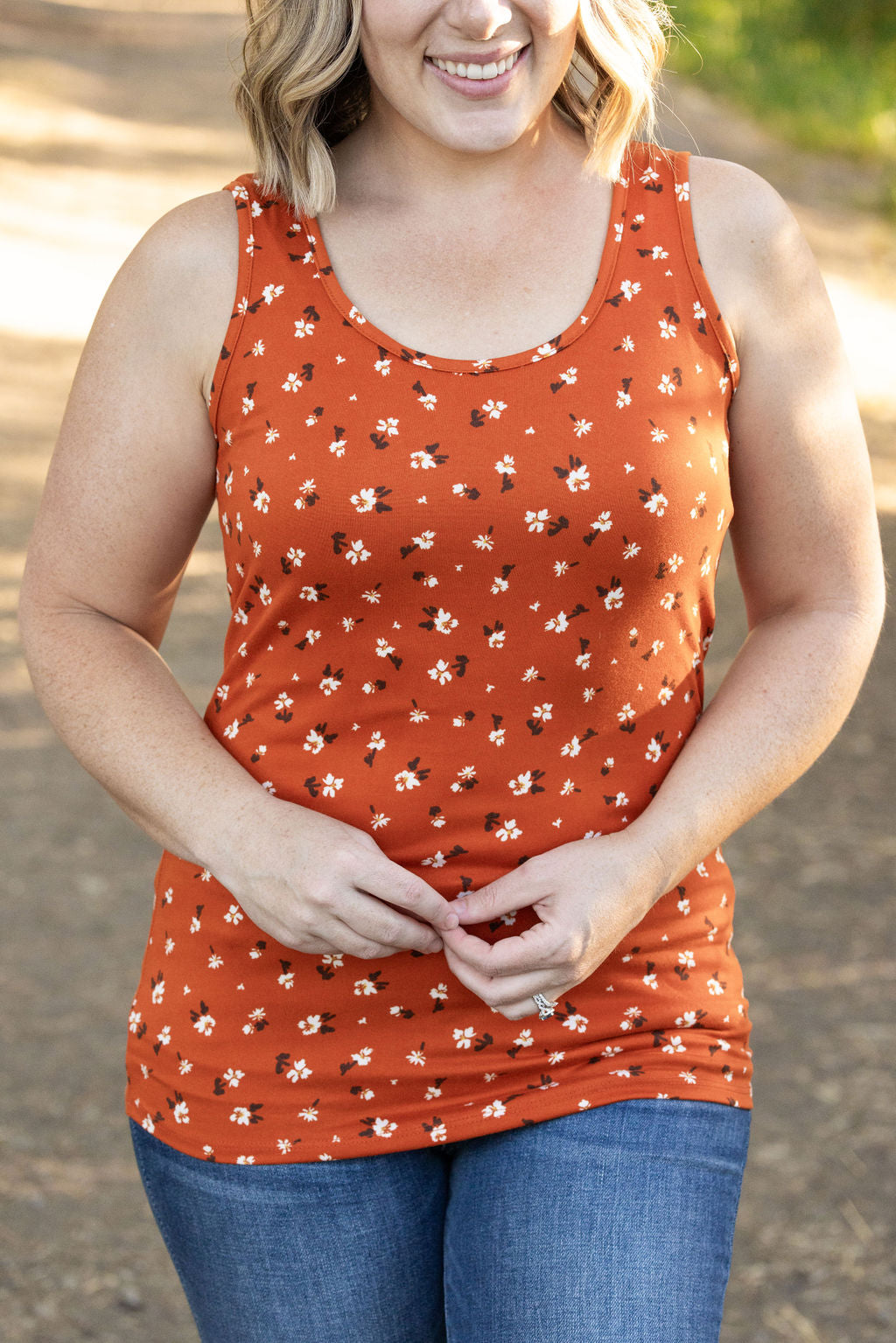 IN STOCK Luxe Crew Tank - Micro Rust Floral