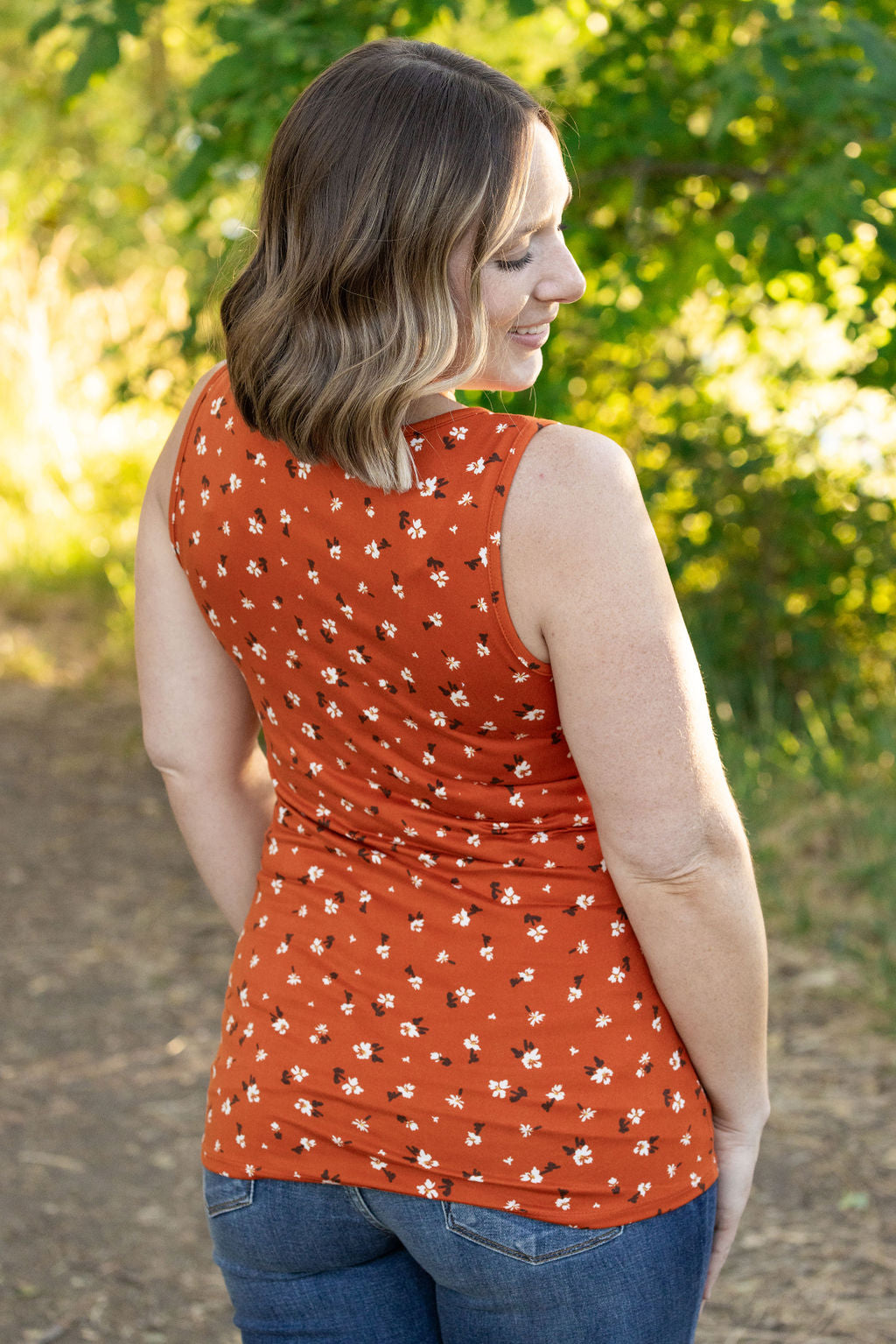 IN STOCK Luxe Crew Tank - Micro Rust Floral