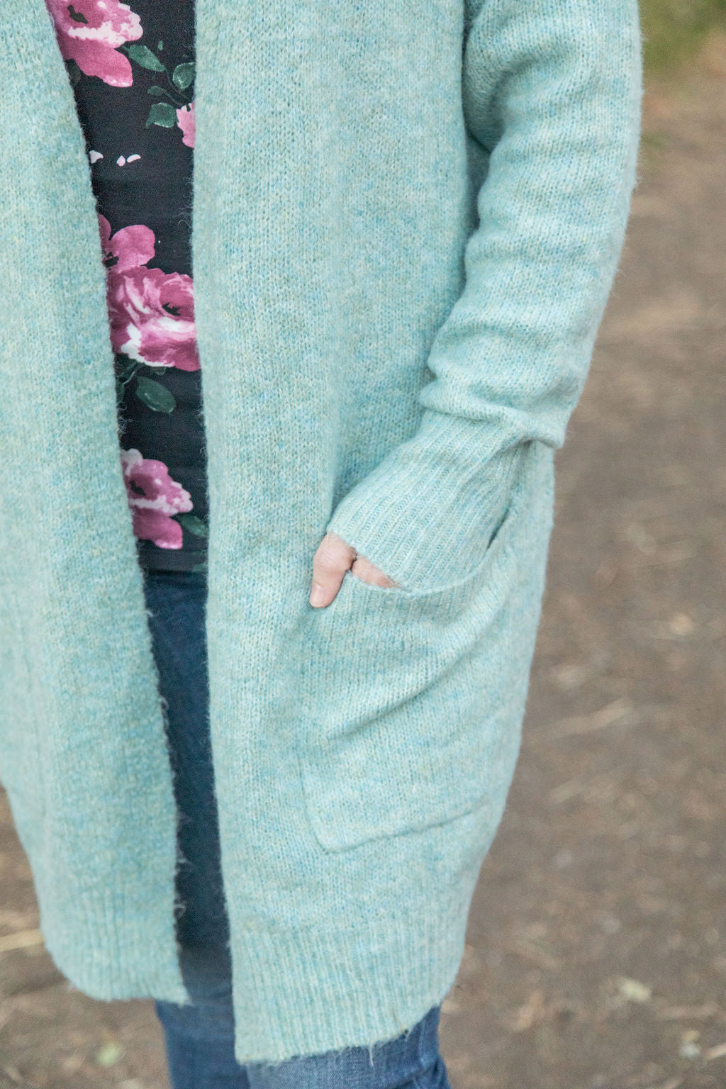 IN STOCK Madison Cozy Cardigan - Sage/Blue Mix