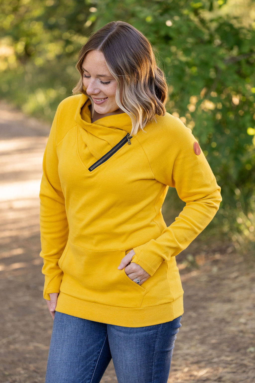 IN STOCK Classic Zoey ZipCowl Sweatshirt - Mustard