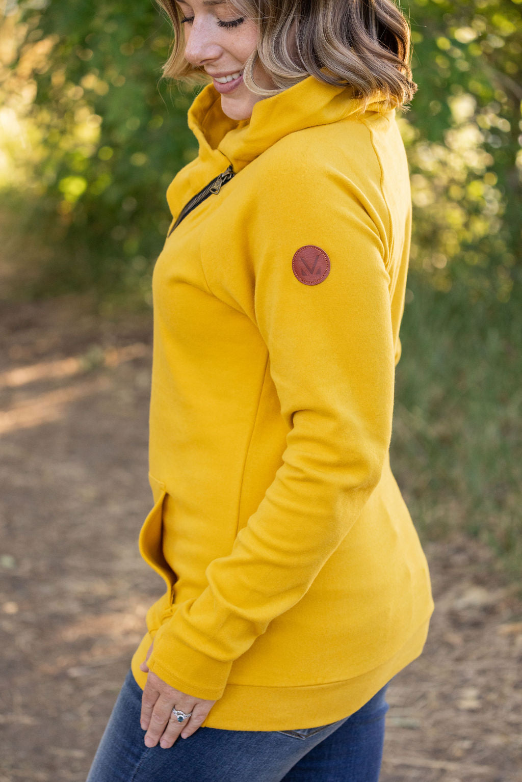 IN STOCK Classic Zoey ZipCowl Sweatshirt - Mustard