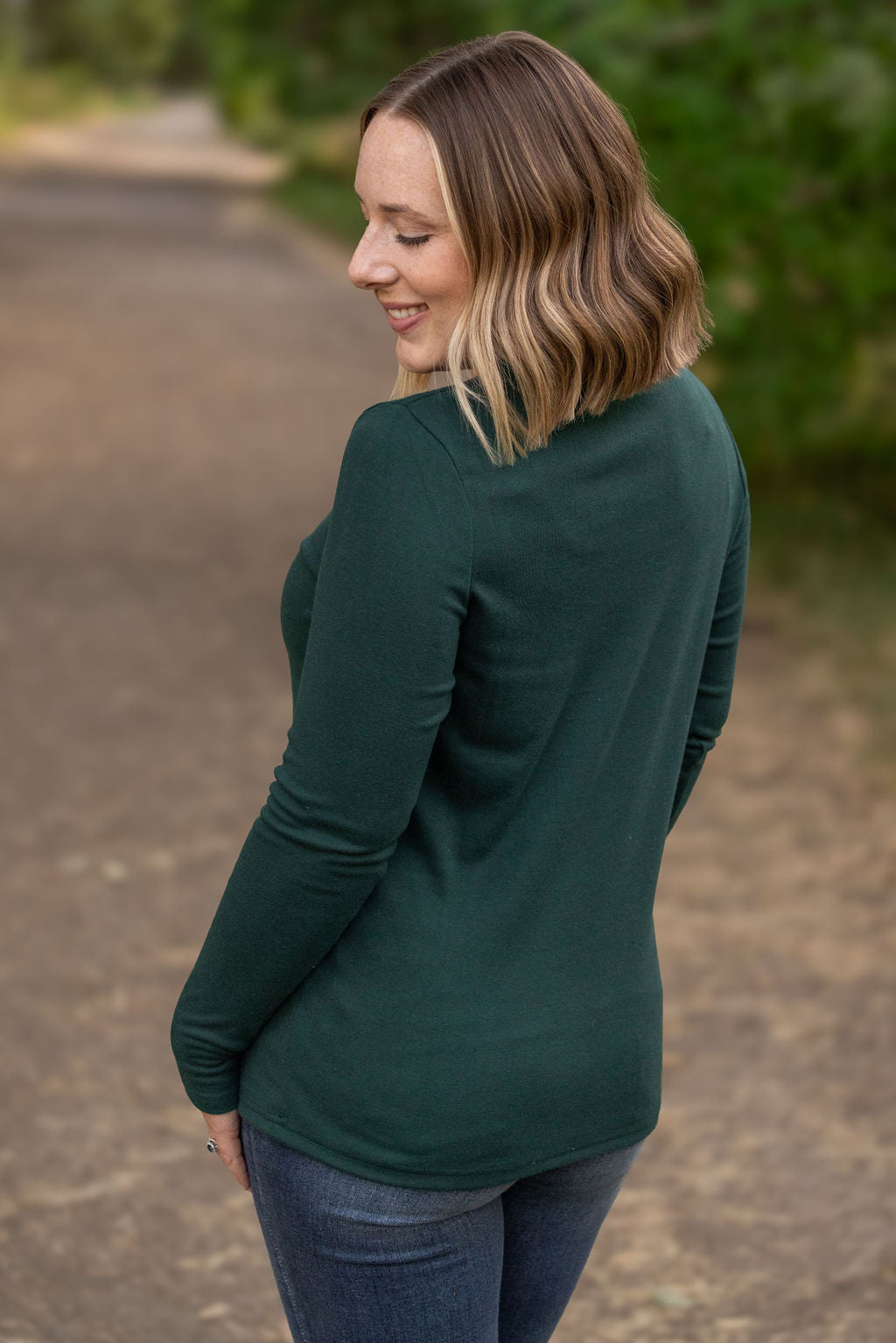 IN STOCK Leah Long Sleeve Top - Evergreen