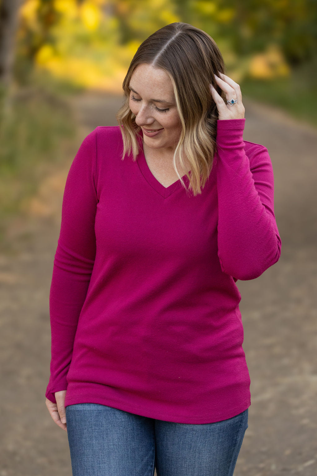 IN STOCK Leah Long Sleeve Top - Magenta