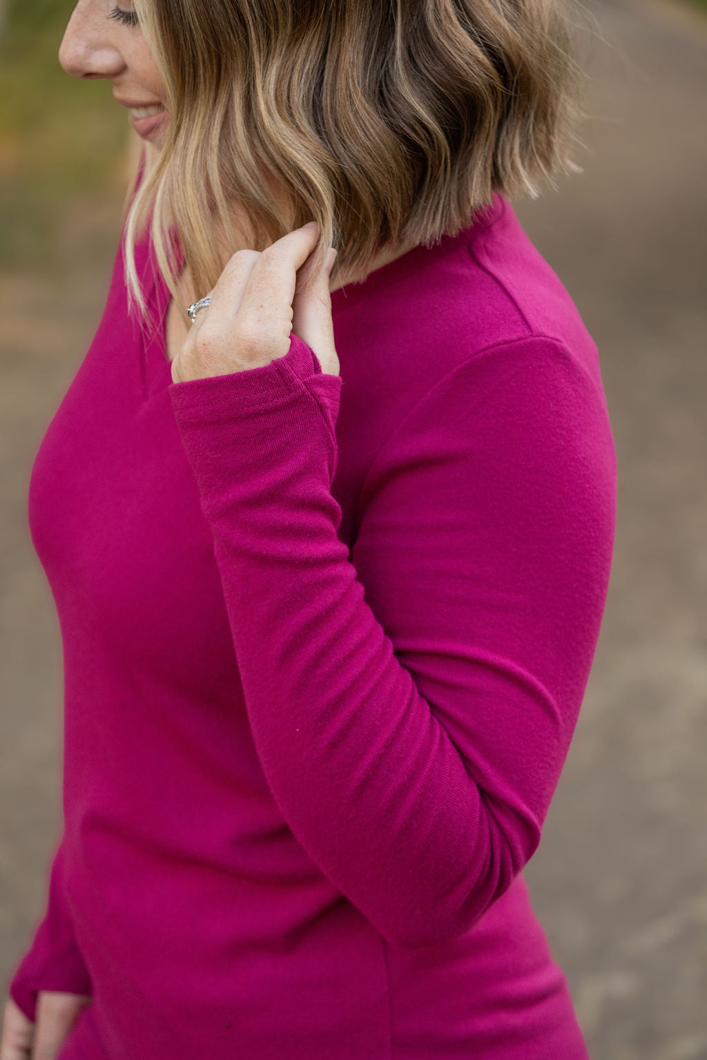 IN STOCK Leah Long Sleeve Top - Magenta