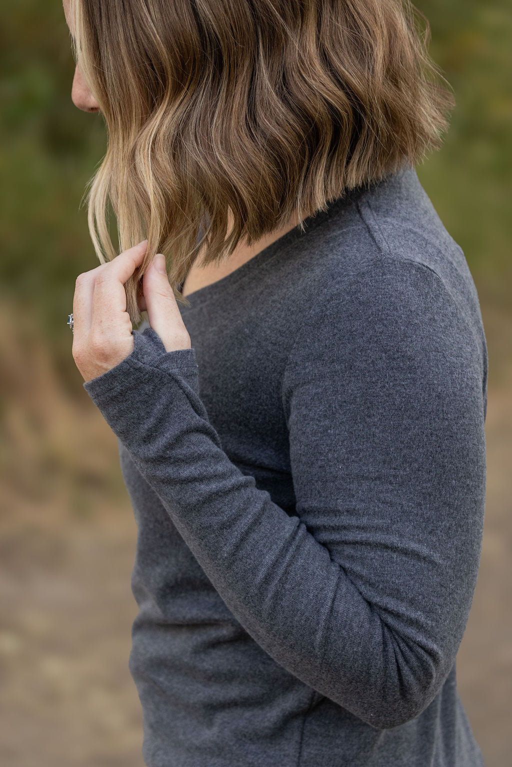 IN STOCK Leah Long Sleeve Top - Charcoal