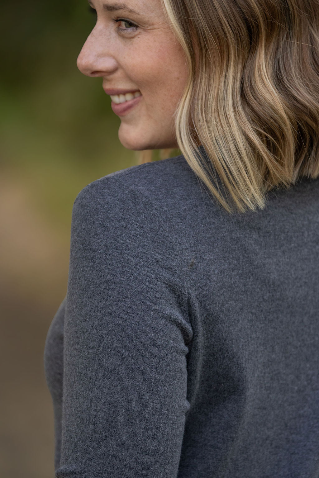 IN STOCK Leah Long Sleeve Top - Charcoal