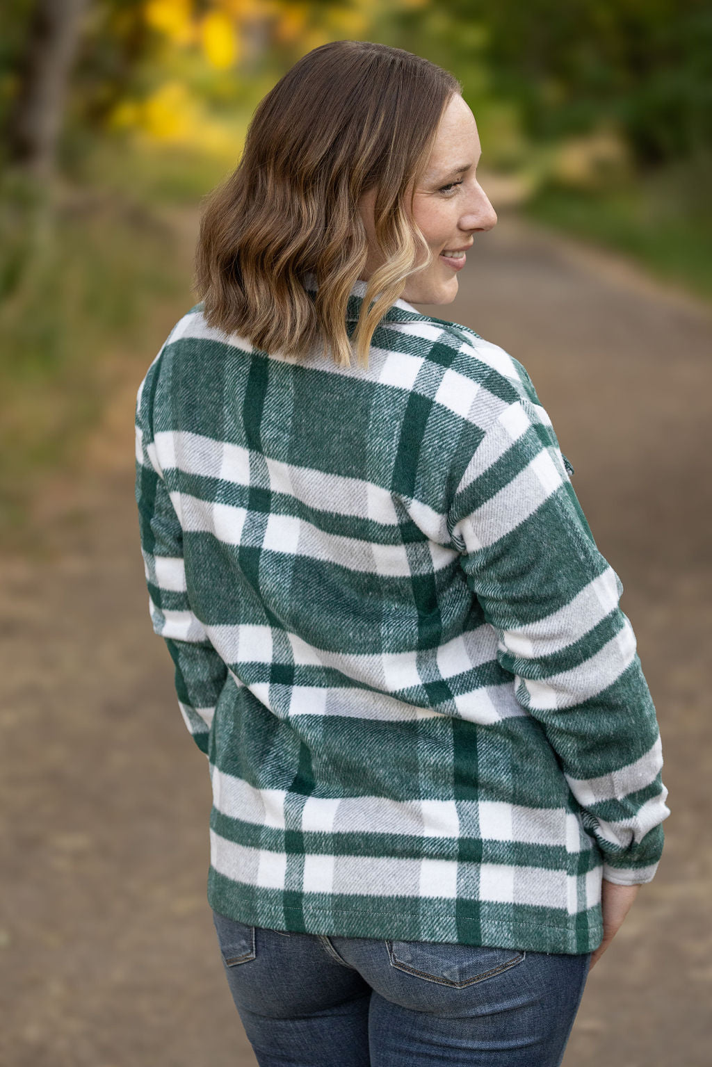 IN STOCK Norah Plaid Shacket - Classic Green and Grey Mix