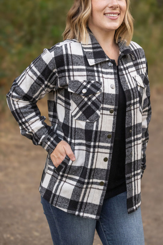 IN STOCK Norah Plaid Shacket - White and Black