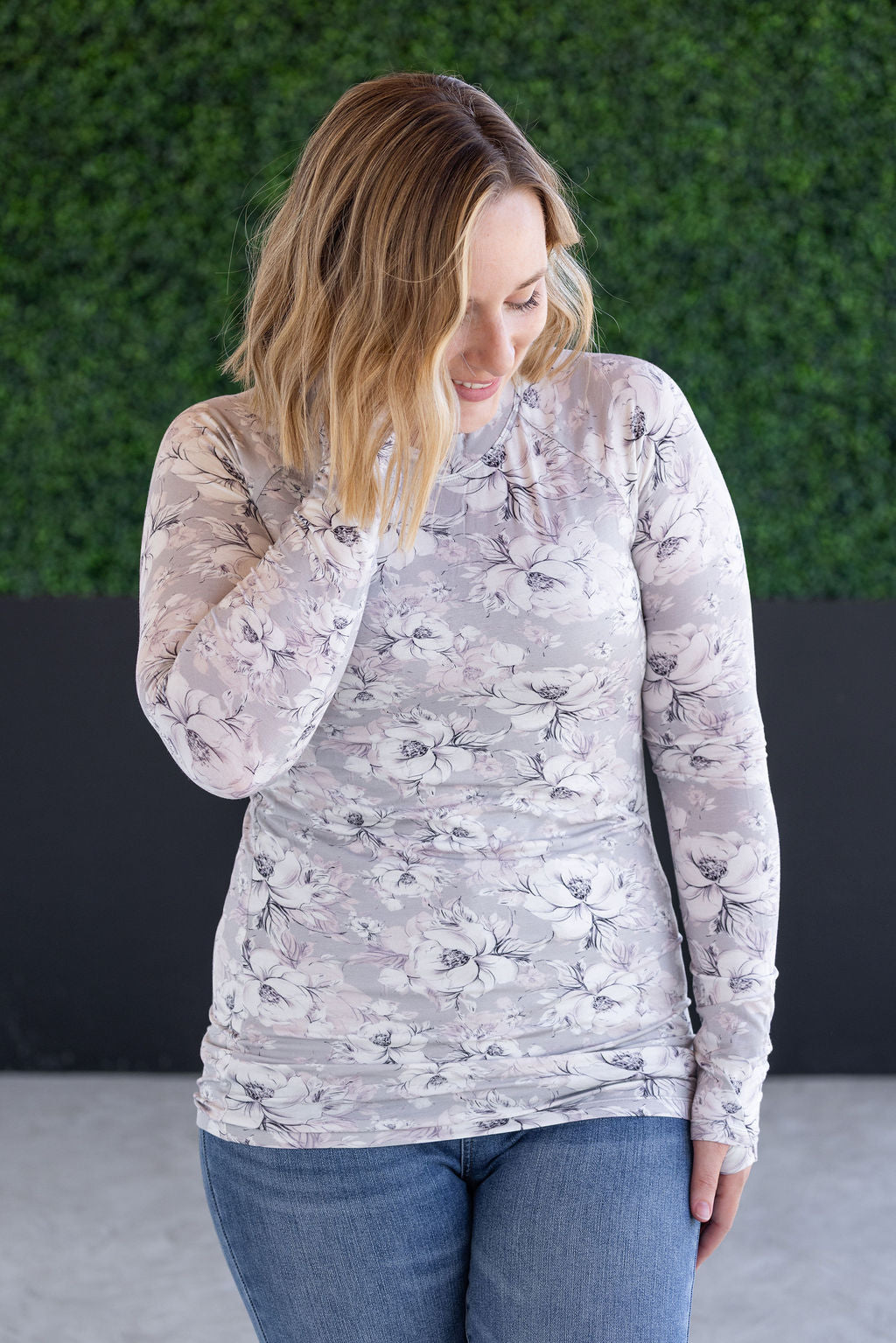 IN STOCK Blair Long Sleeve Top - Vintage Grey Floral