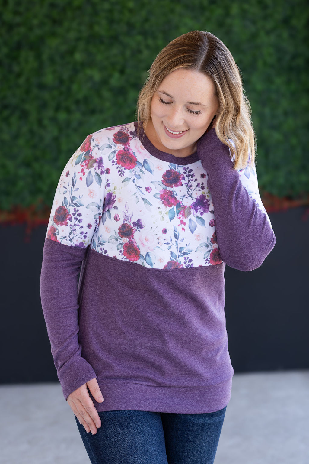 IN STOCK Natalie Pullover - Burgundy Bloom and Plum