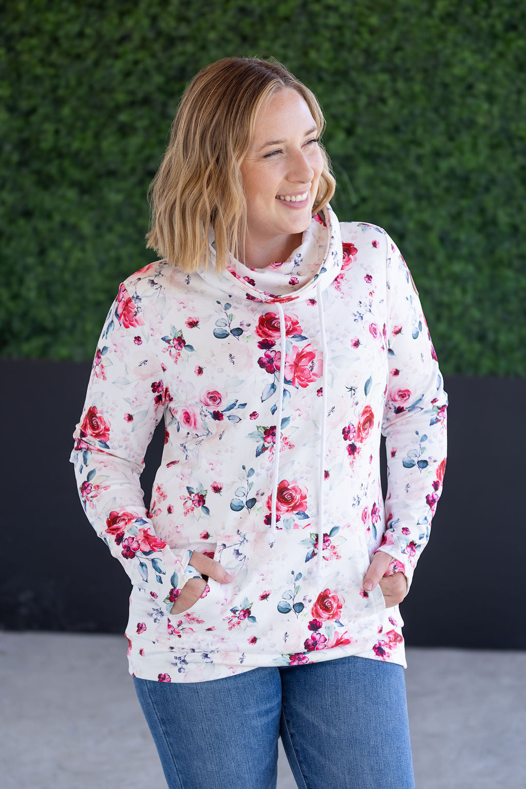 IN STOCK Soft Funnel Neck - Pink Bloom