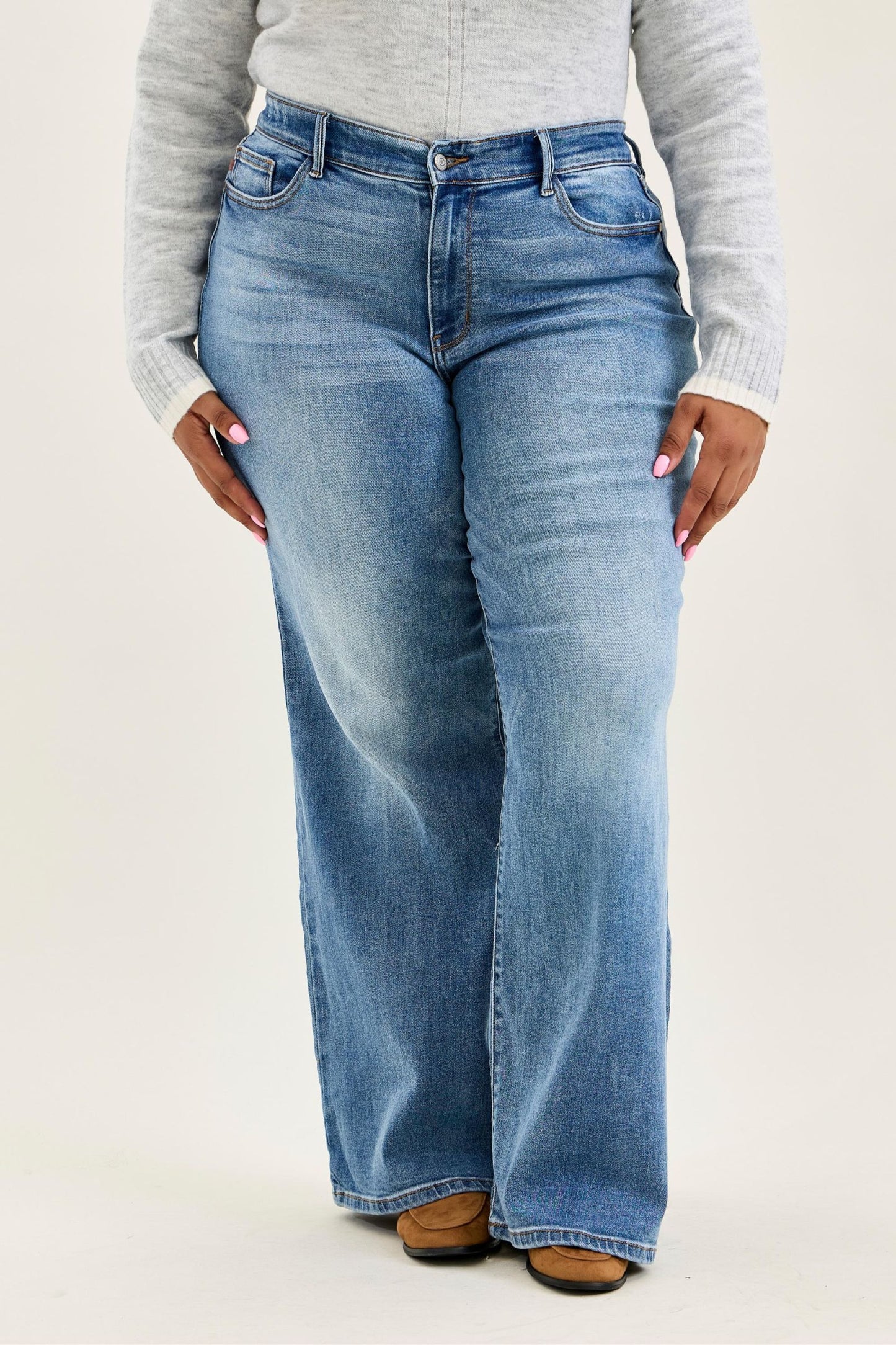 Judy Blue High Waist Vintage Wash Wide Leg Jeans