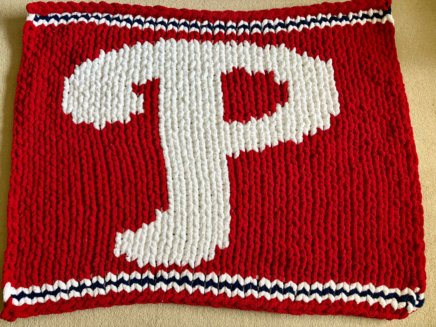 Philadelphia Baseball Inspired Chunky Knit Blanket