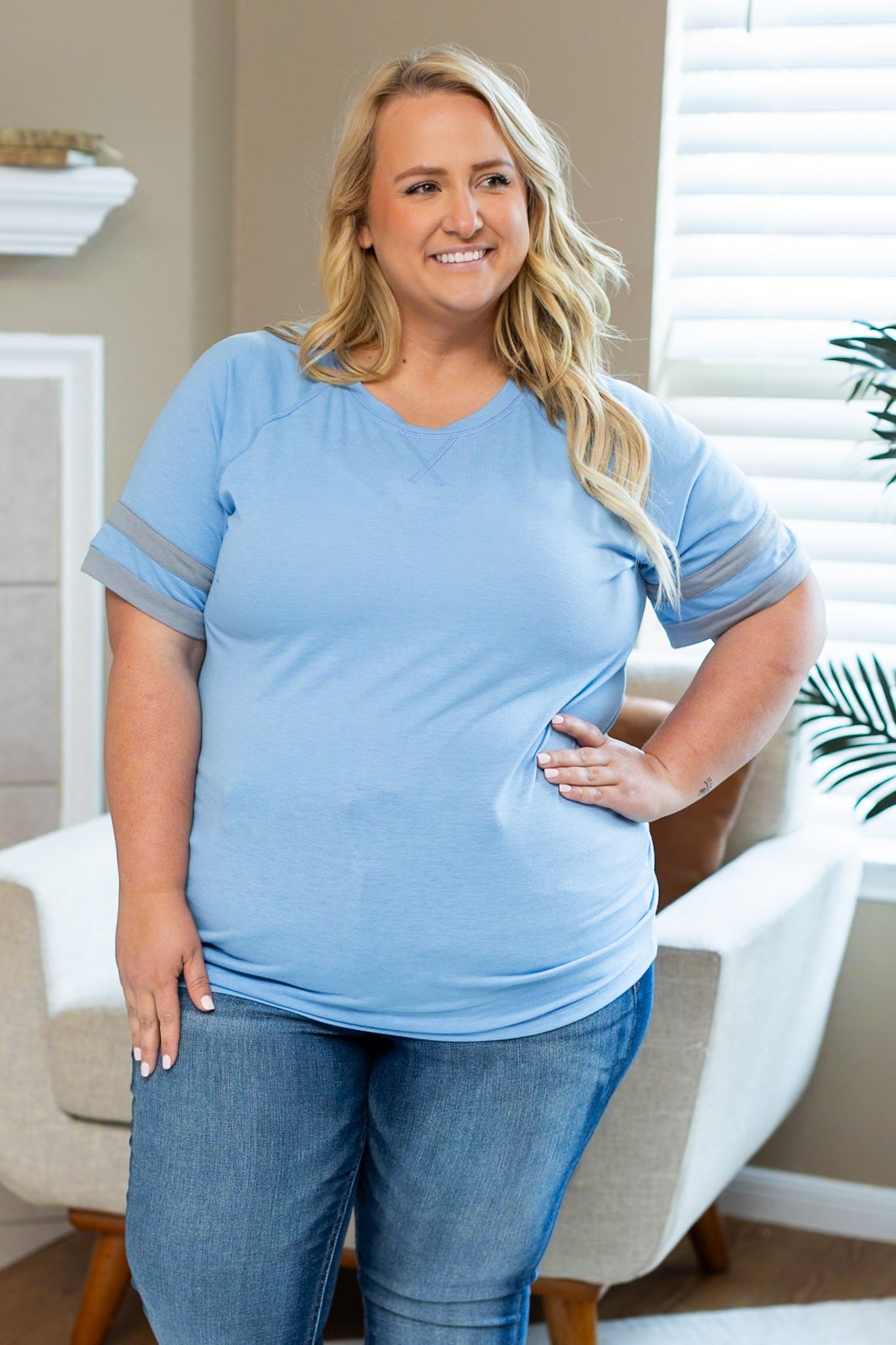 Kylie Tee - Detroit Blue and Grey | Women's Top