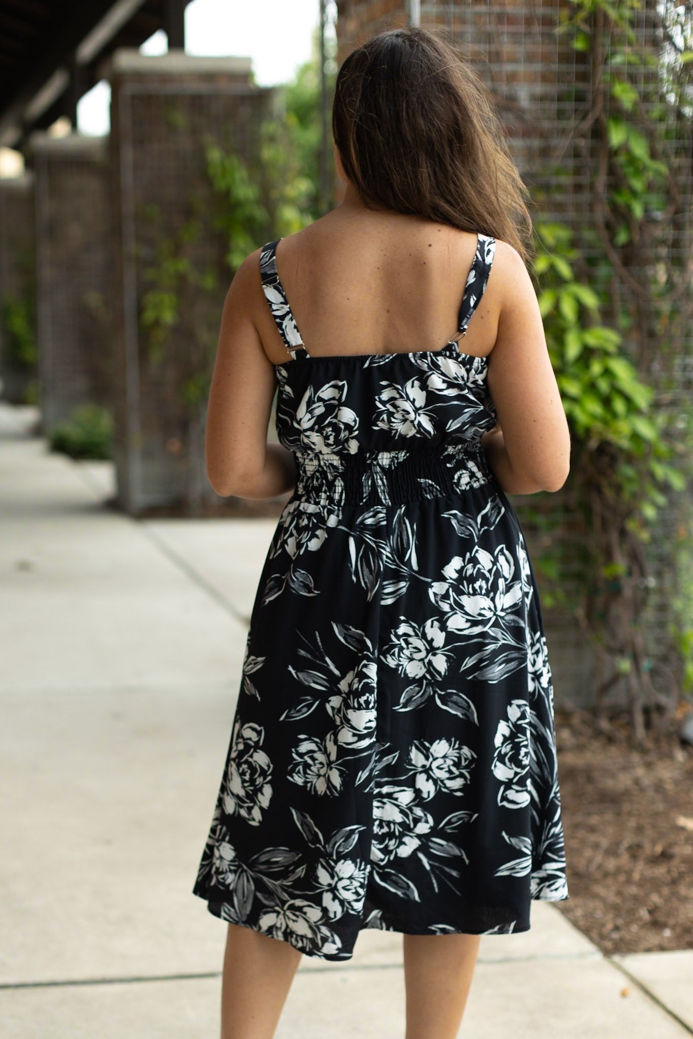 IN STOCK Cassidy Midi Dress - Black and White Floral