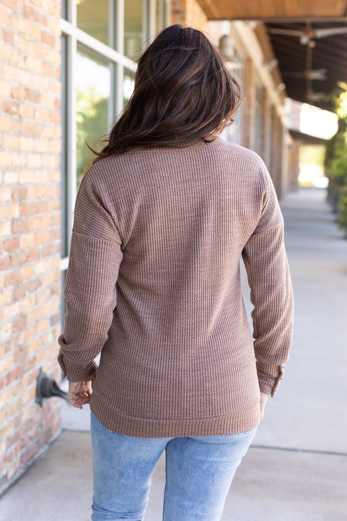 IN STOCK Brittney Button Sweater - Mocha