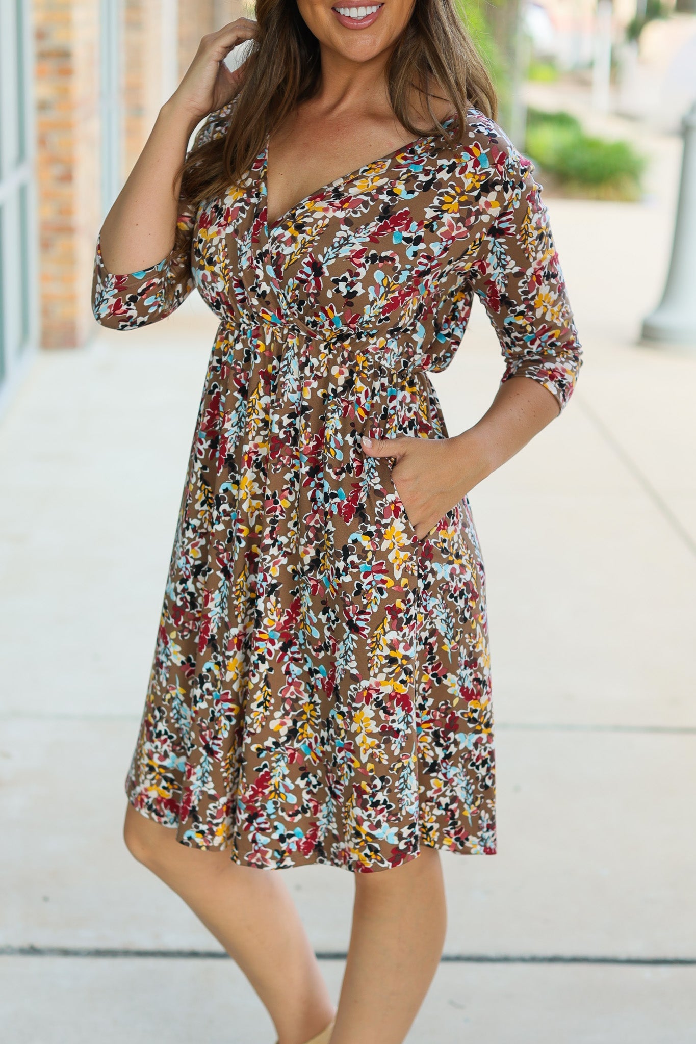 IN STOCK Taylor Dress - Mocha Floral