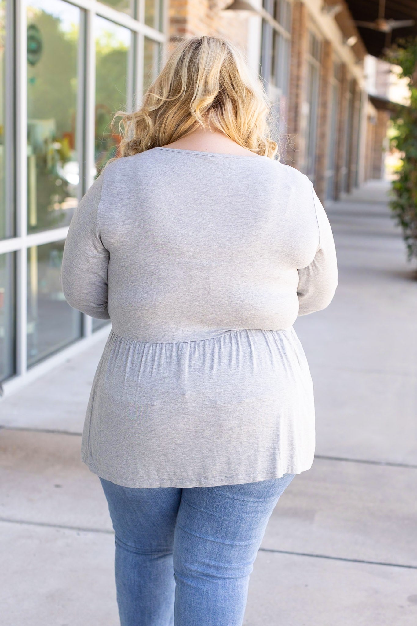 IN STOCK Long Sleeve Sarah Ruffle - Light Grey