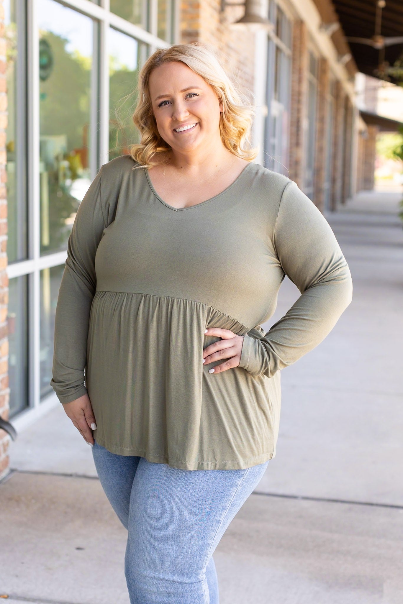 IN STOCK Long Sleeve Sarah Ruffle - Olive