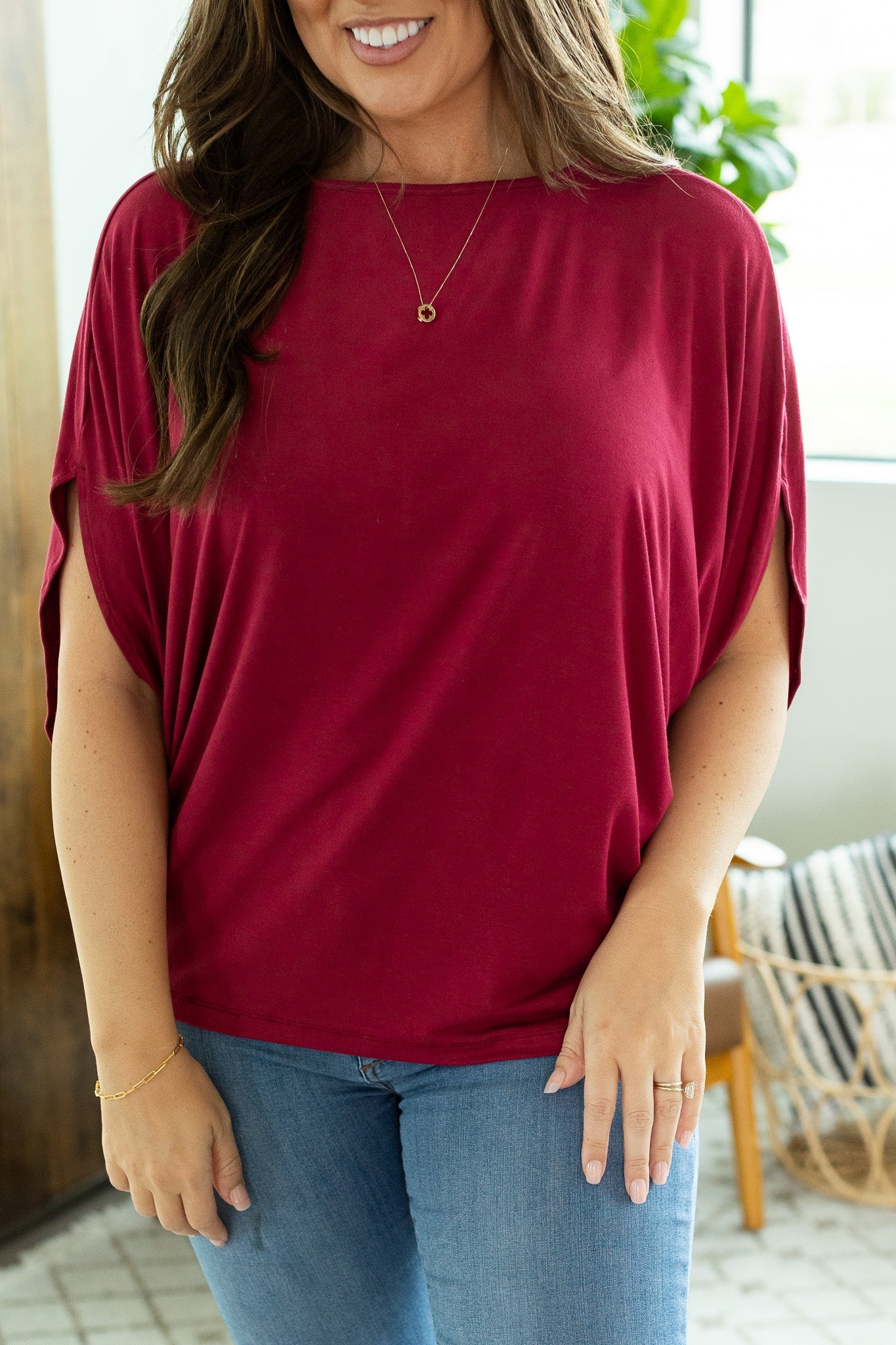 IN STOCK Darcy Dolman Top - Burgundy