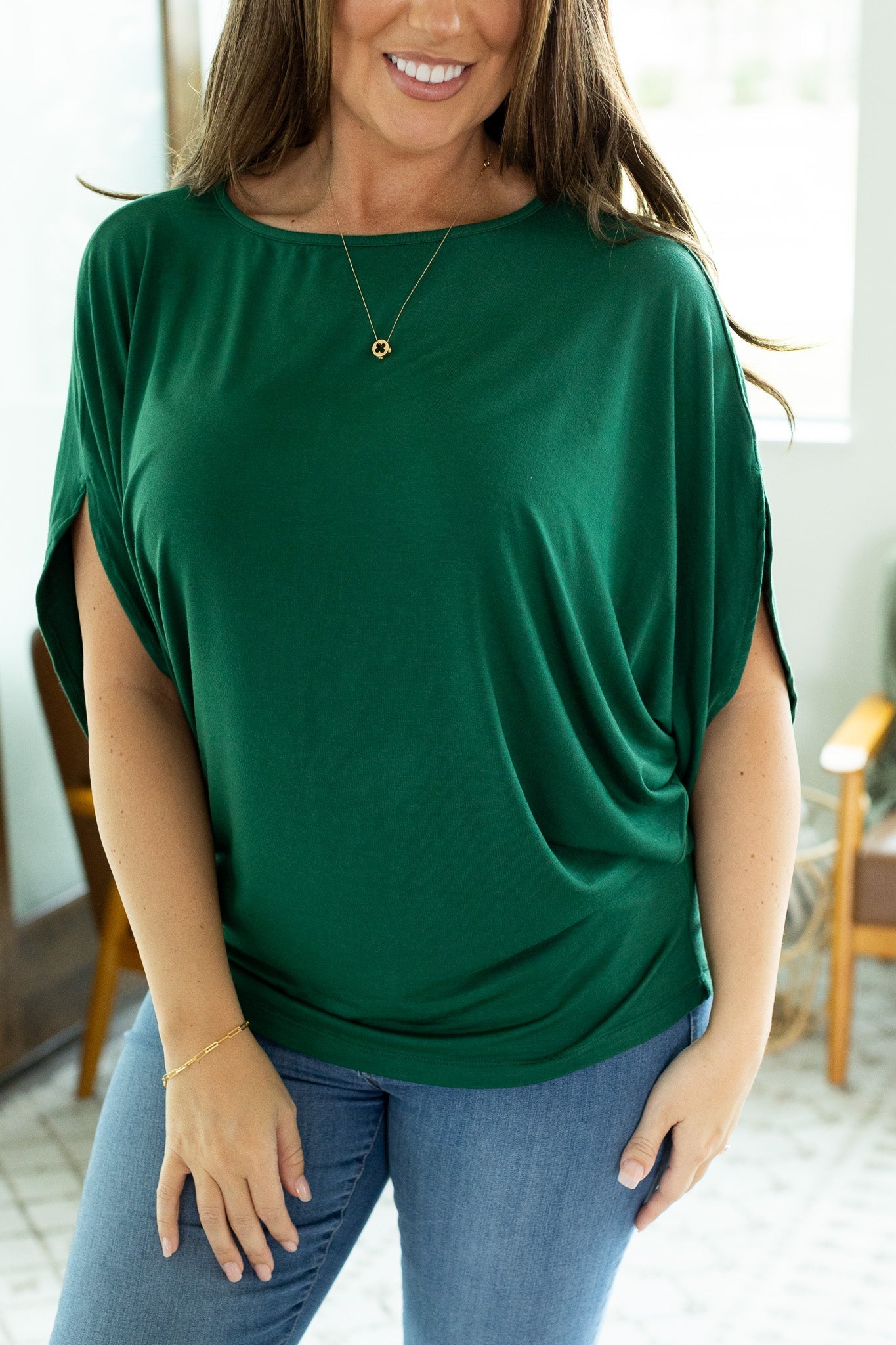 Darcy Dolman Top - Forest Green | Women's Flowy Top