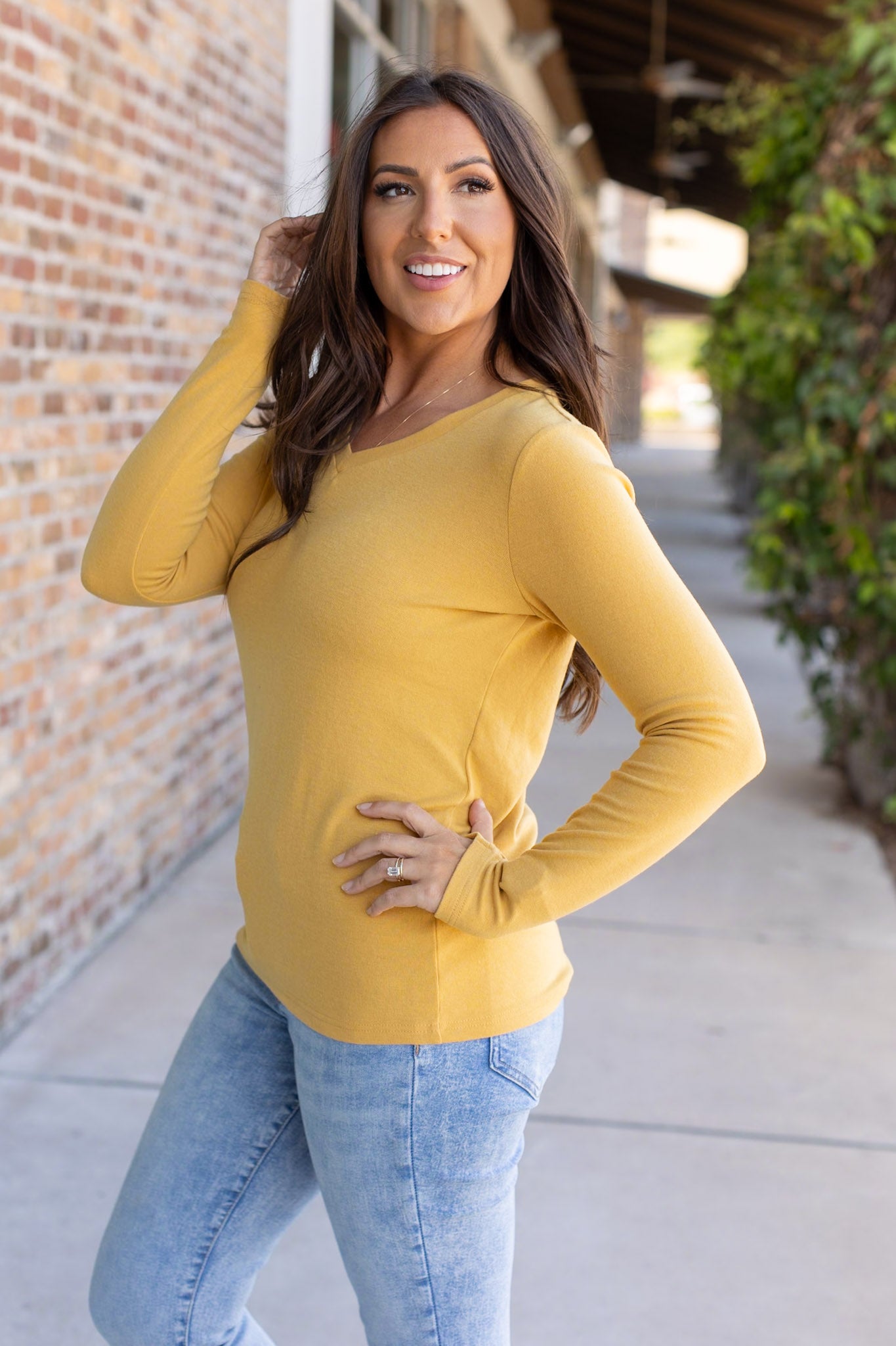 IN STOCK Leah Long Sleeve Top - Mustard