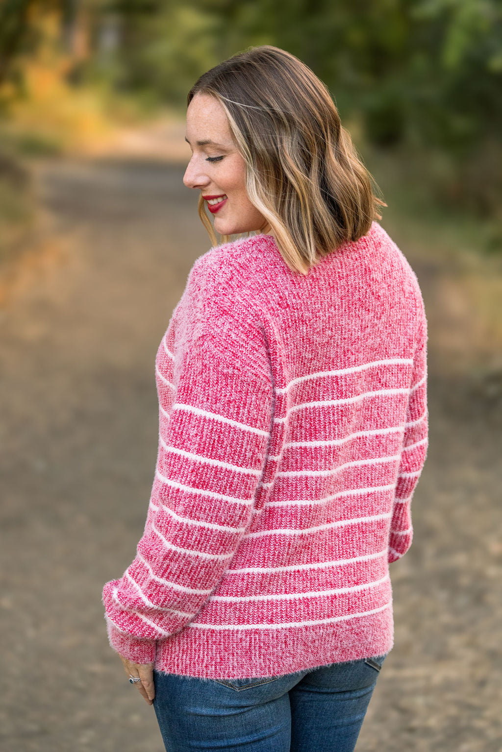 Cozy Striped Sweater - Red IN STOCK