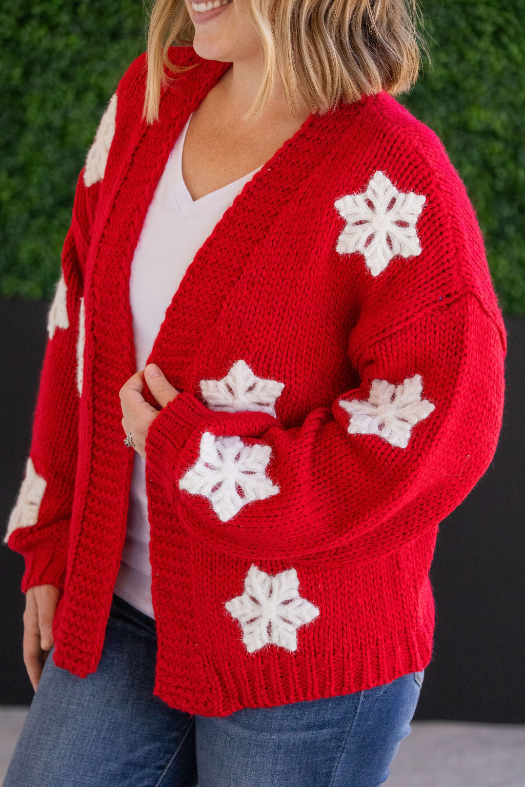 IN STOCK Snowflake Cardigan - Red